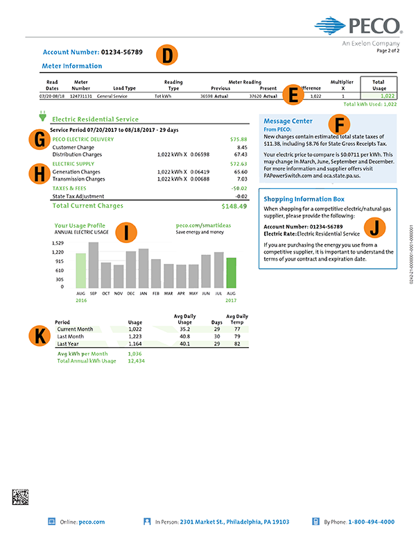 PECO Sample Bill Page 2